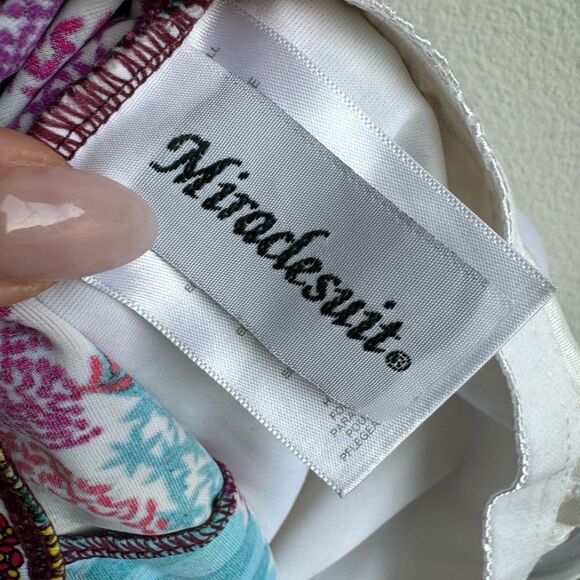 Miraclesuit One Shoulder Swimsuit Colorful Paisley Size 6 Small Tummy Control - Picture 7 of 10